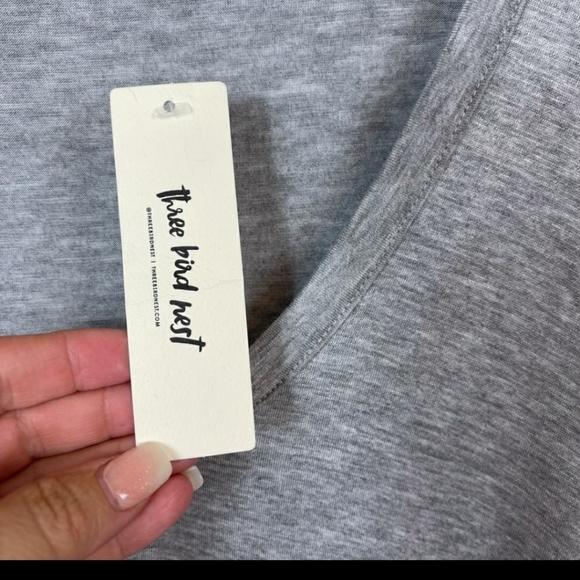 Three bird nest nwt oversized grey tee shirt sm - Picture 6 of 10